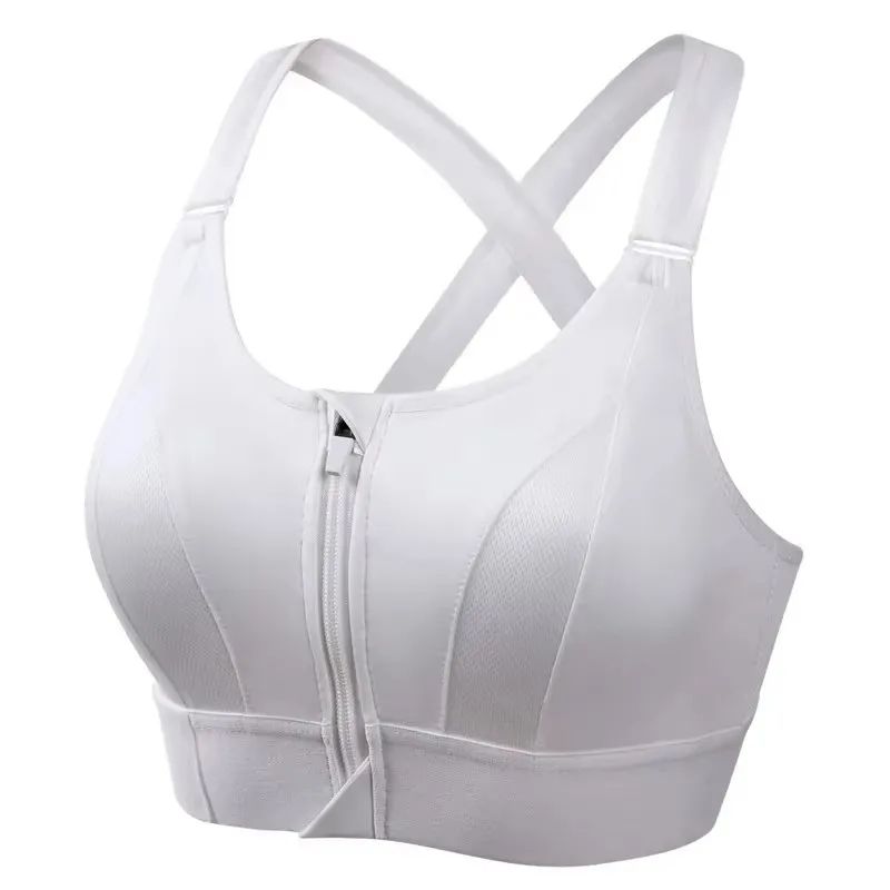 Front Zip High Impact Sports Bra Adjustable Strap Shockproof Yoga Crop Top 7