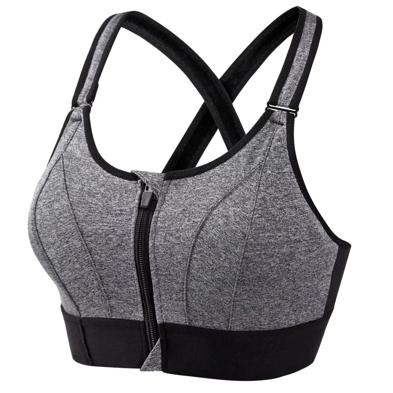 Front Zip High Impact Sports Bra Adjustable Strap Shockproof Yoga Crop Top 9