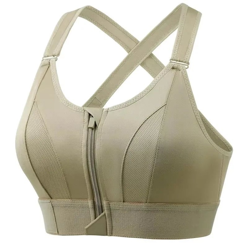 Front Zip High Impact Sports Bra Adjustable Strap Shockproof Yoga Crop Top 11