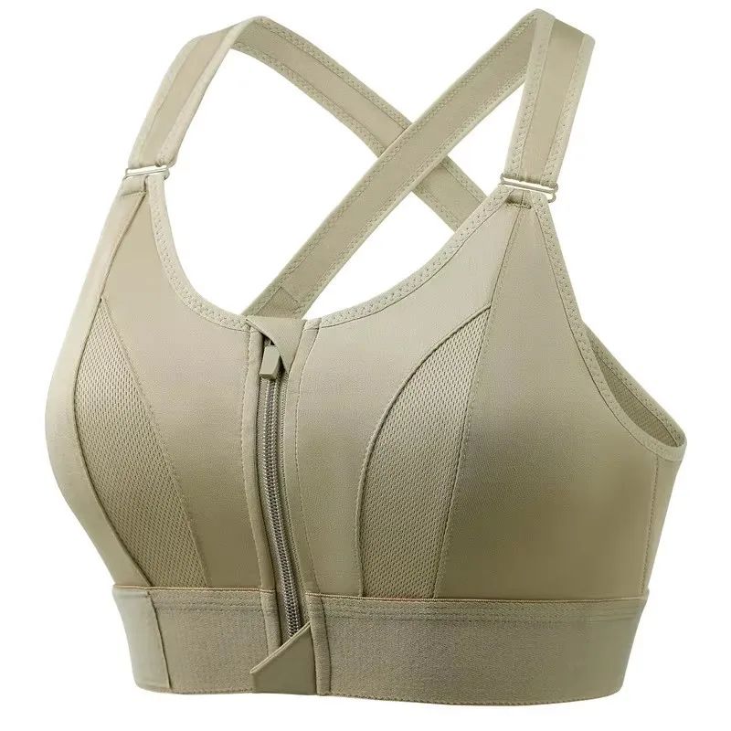 Front Zip High Impact Sports Bra Adjustable Strap Shockproof Yoga Crop Top 11