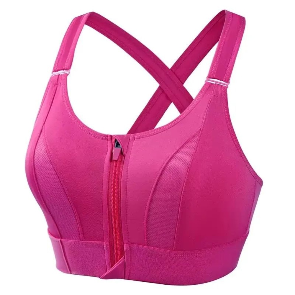 Front Zip High Impact Sports Bra Adjustable Strap Shockproof Yoga Crop Top 12