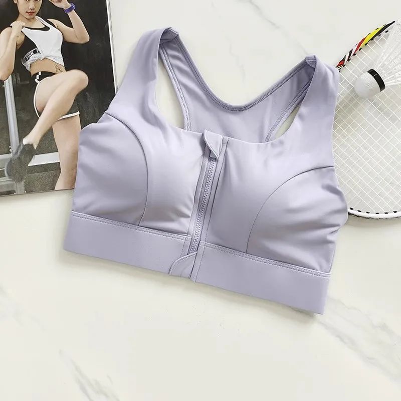 HighImpact Front Zipper Sports Bra Shockproof QuickDry Support For Running Gym Workouts 0