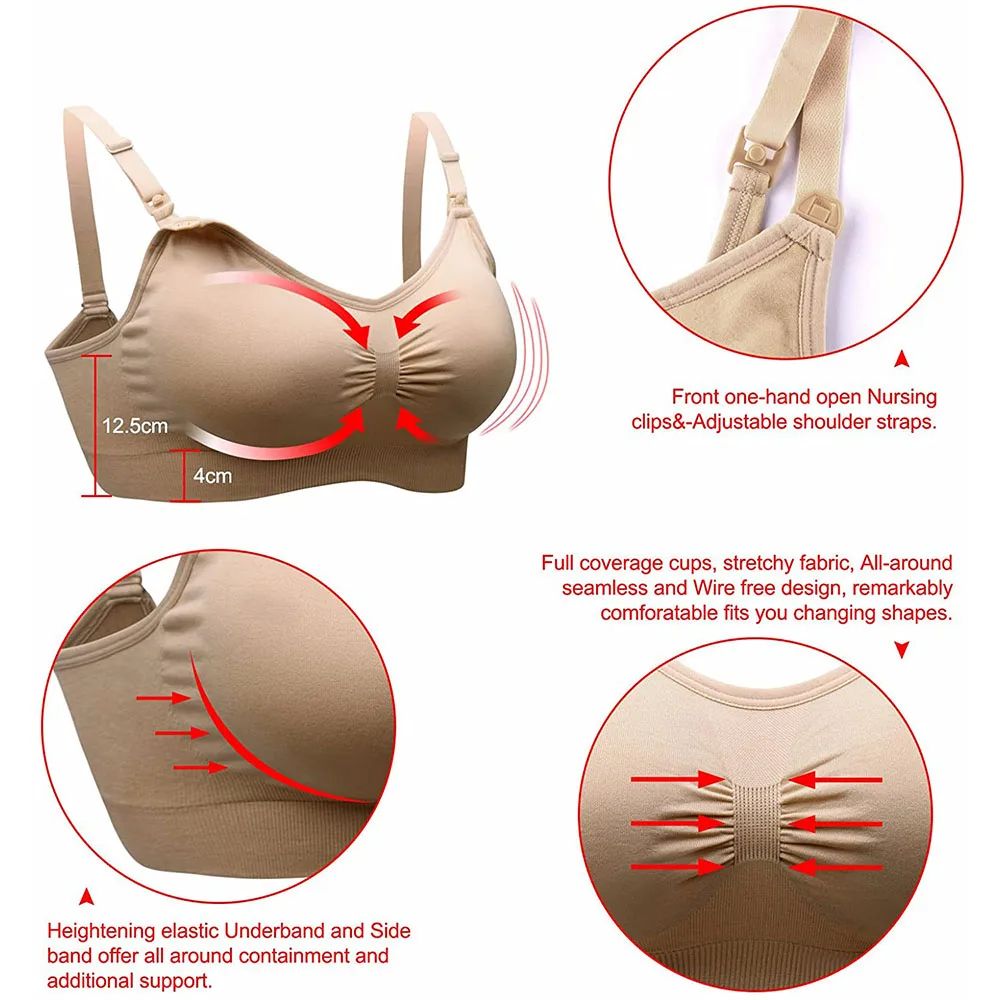 ComfortEase Wirefree Nursing Bra Breathable Maternity Bra For Breastfeeding Moms 3