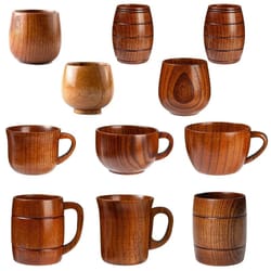 handcrafted jujube wood mug – natural wooden coffee cup with ergonomic handle