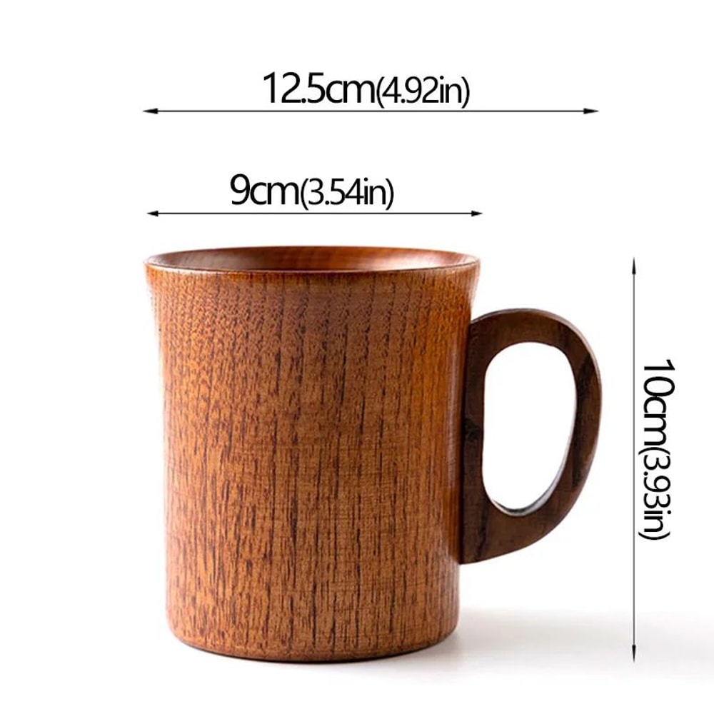Handcrafted Jujube Wood Mug Natural Wooden Coffee Cup With Ergonomic Handle 7