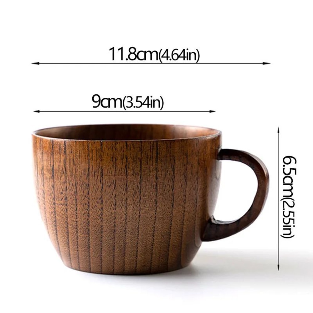 Handcrafted Jujube Wood Mug Natural Wooden Coffee Cup With Ergonomic Handle 8