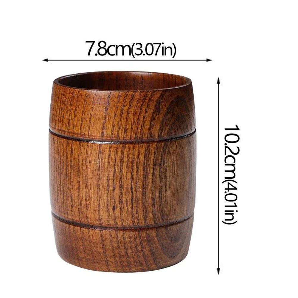 Handcrafted Jujube Wood Mug Natural Wooden Coffee Cup With Ergonomic Handle 14