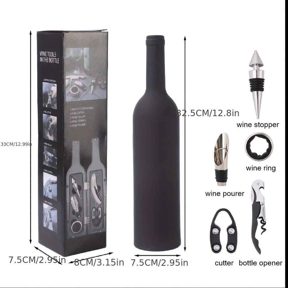 Premium Wine Opener Set 5Piece Wine Accessory Kit With Corkscrew Foil Cutter 1