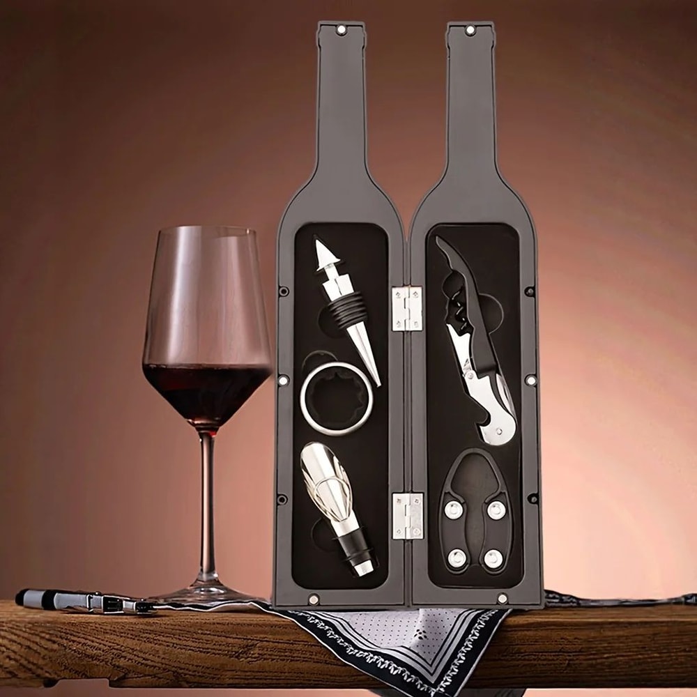Premium Wine Opener Set 5Piece Wine Accessory Kit With Corkscrew Foil Cutter 2