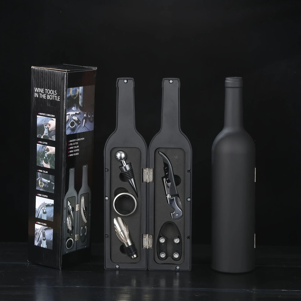 Premium Wine Opener Set 5Piece Wine Accessory Kit With Corkscrew Foil Cutter 5