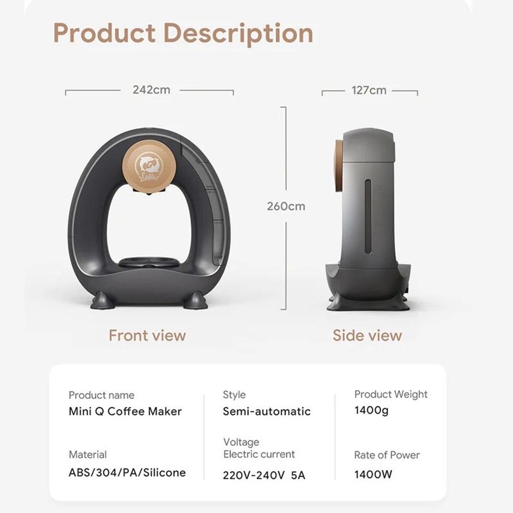 BrewGo Portable Coffee Maker Quiet Travel Capsule Ground Coffee Machine 1