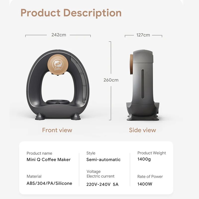 BrewGo Portable Coffee Maker Quiet Travel Capsule Ground Coffee Machine 1