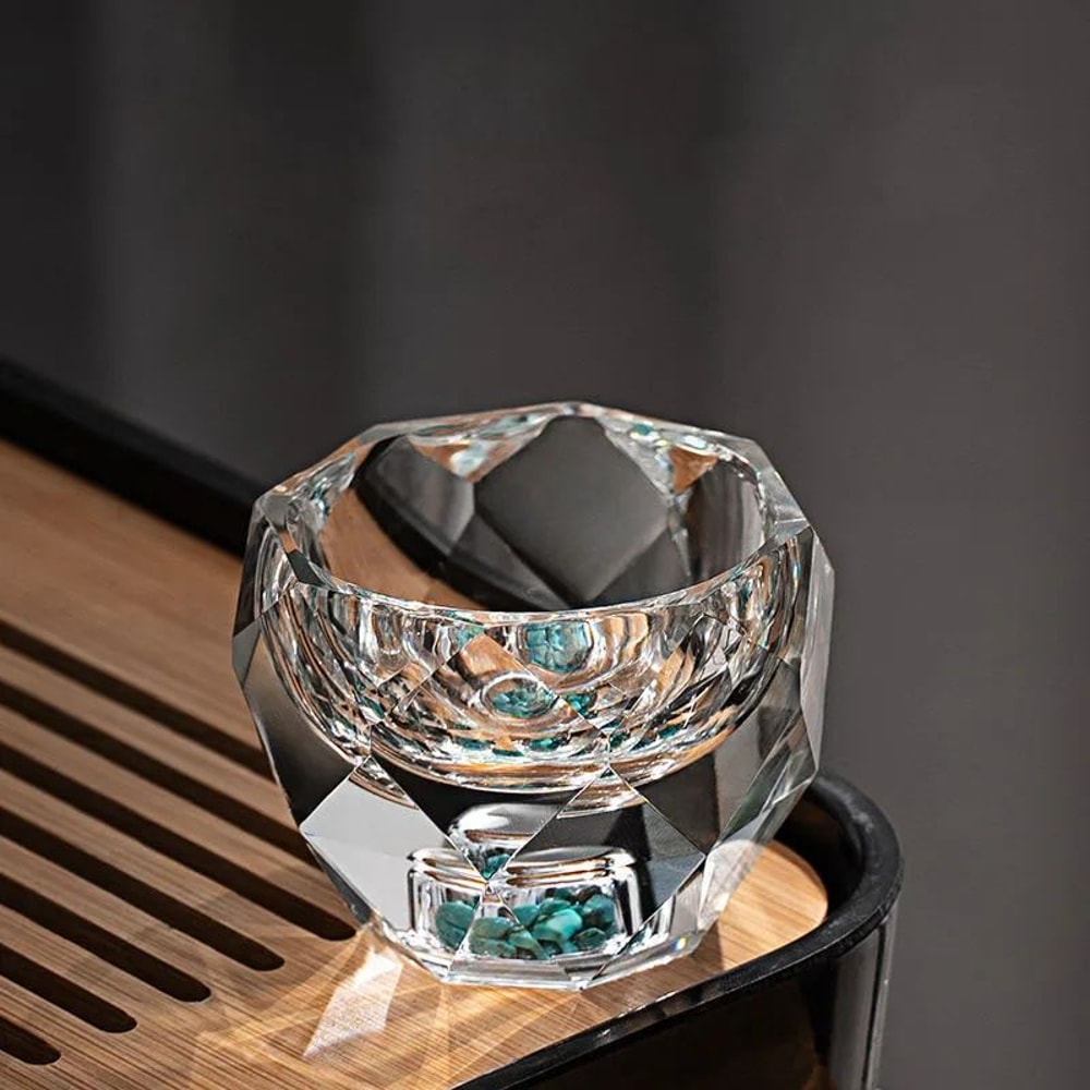 Diamond Faceted 50ml Shot Glass With Double Bottom Crystal Look Whiskey Espresso Tea 5