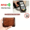 Mens Genuine Leather Wallet RFID Anti Theft Large Capacity Trifold Fashion Card Holder With Photo P