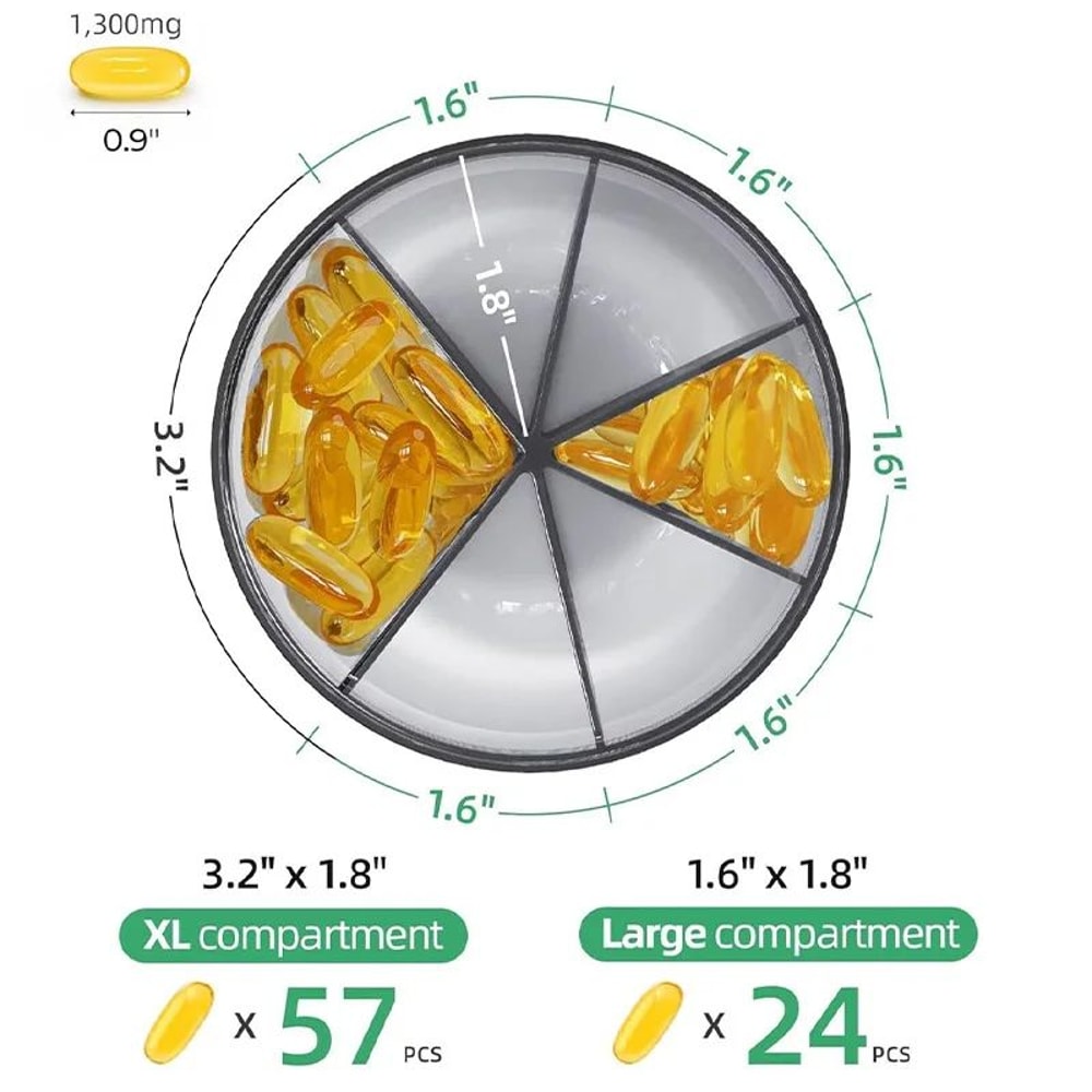 6Grid Travel Pill Organizer Bottle Portable Vitamin Organizer With BuiltIn Cup 2