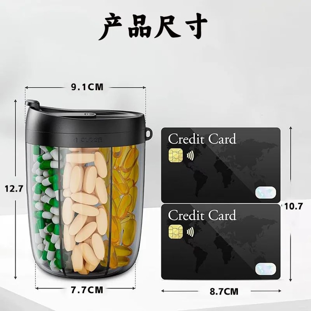 6Grid Travel Pill Organizer Bottle Portable Vitamin Organizer With BuiltIn Cup 5