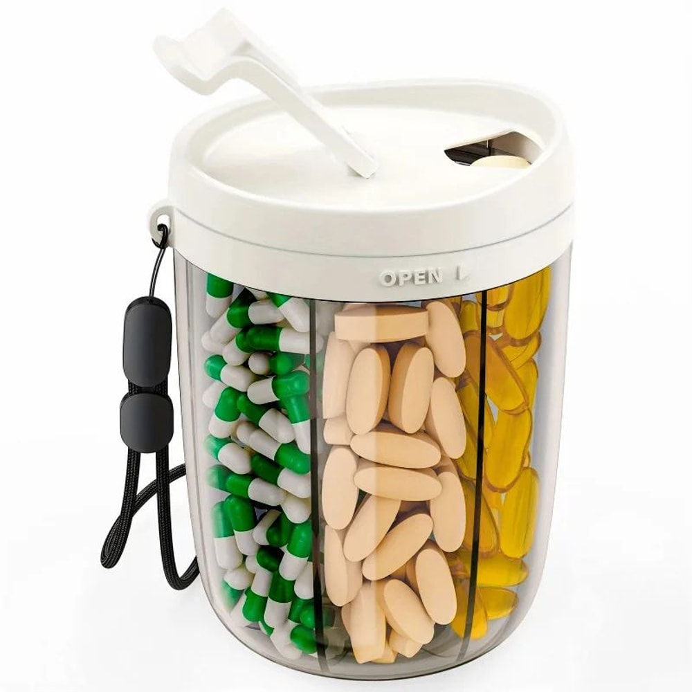 6Grid Travel Pill Organizer Bottle Portable Vitamin Organizer With BuiltIn Cup 9