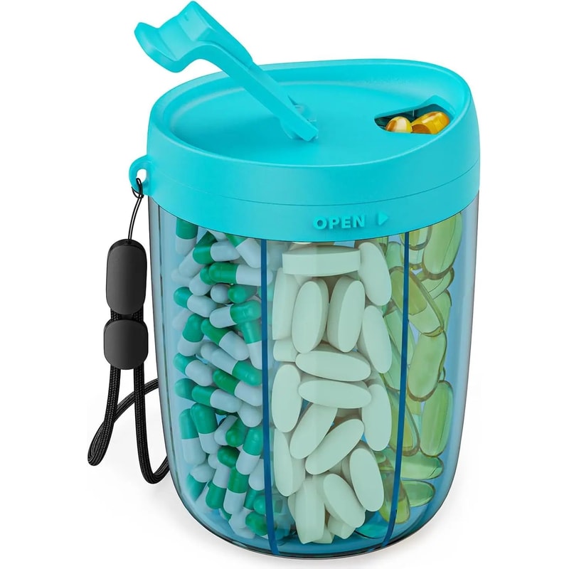 6Grid Travel Pill Organizer Bottle Portable Vitamin Organizer With BuiltIn Cup 13