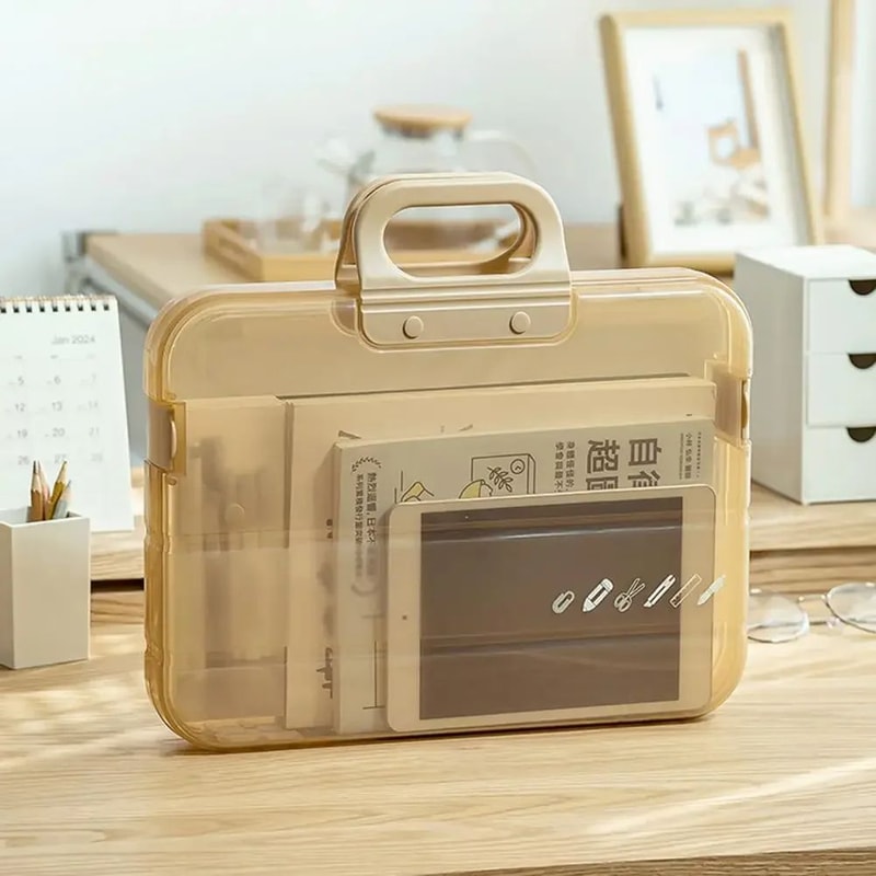 Premium A4 Waterproof File Storage Box With Lock Handle Portable Document Organizer Case 1