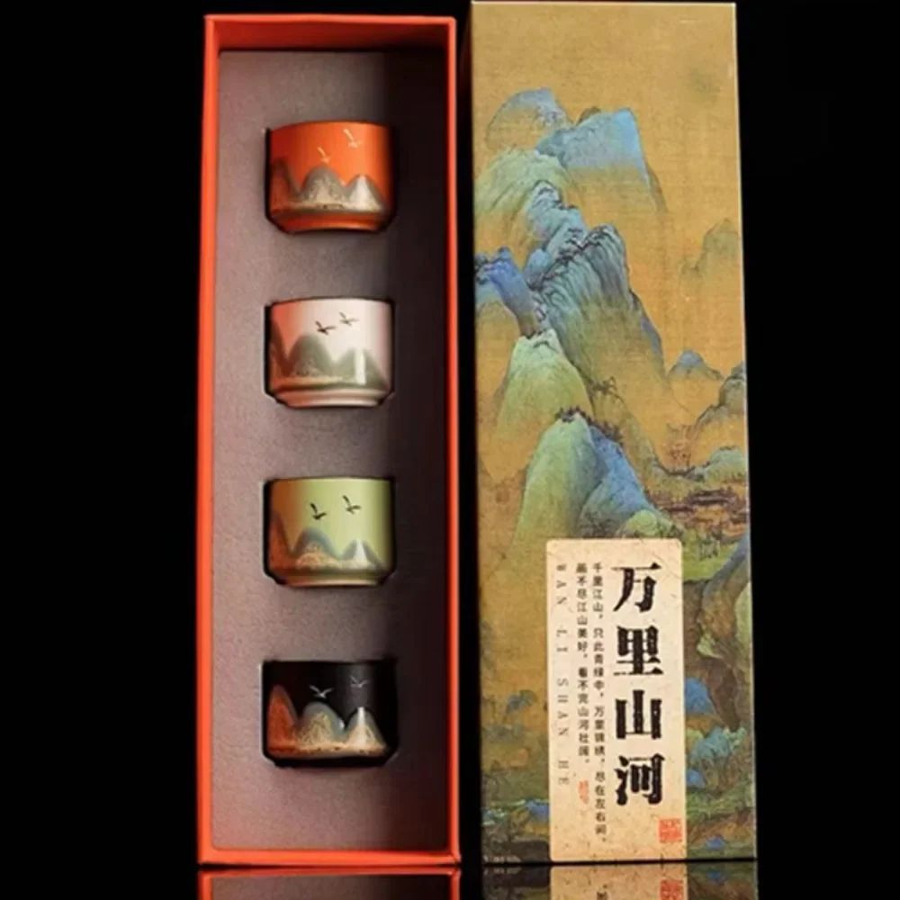 Mountain View Ceramic Tea Cup Set Japanese Sake Set With Bird Pattern 5Piece 1