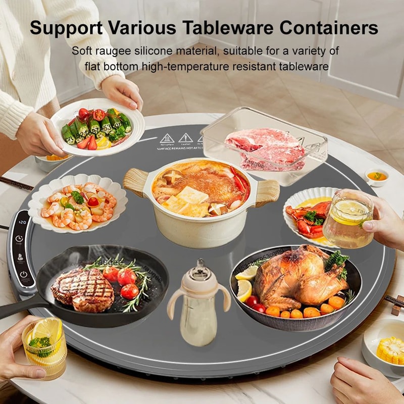 ThermaServe Foldable Electric Food Warming Mat Portable Silicone Food Warming Tray With 8 Heat Set 4