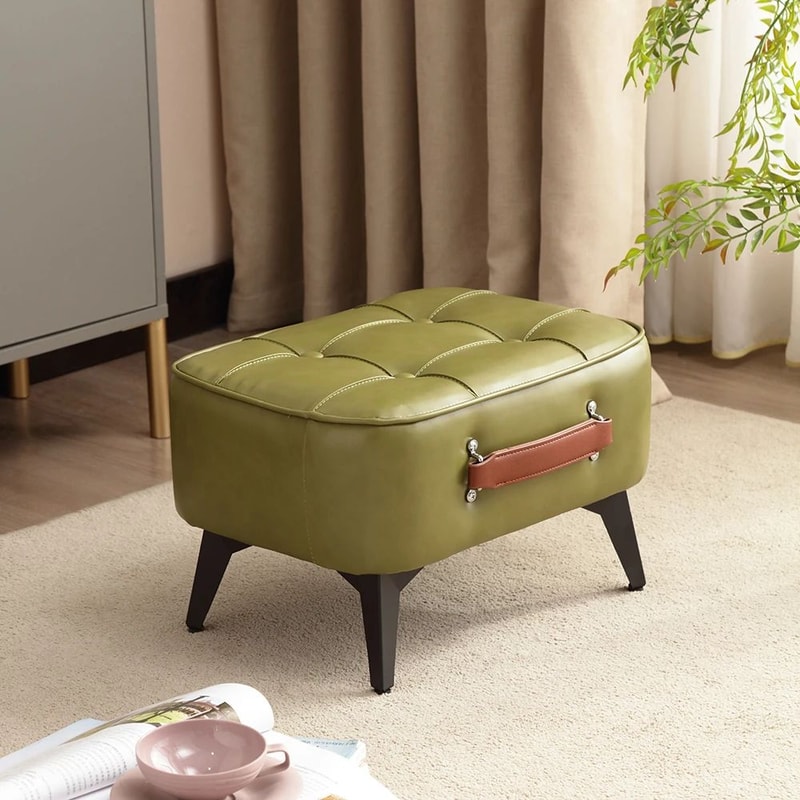 Minimalist Plush Short Stool Ottoman Super Soft Shoe Bench For Living Room Entryway 6