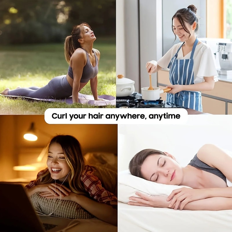 SilkSleep Heatless Curling Headband Satin Bonnet Set For Overnight Waves 4