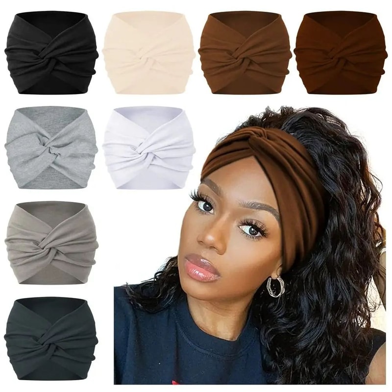 TwistFlex ExtraWide Turban Headband For Women Thick Boho Workout Head Wrap 0