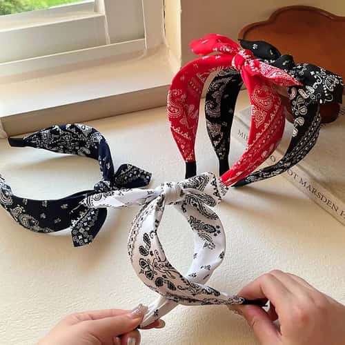 Retro Paisley Wide Fabric Headband – Elegant Boho Headband for Women