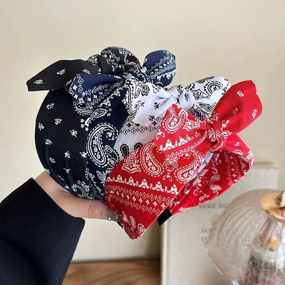 Retro Paisley Wide Fabric Headband Elegant Boho Headband For Women 3