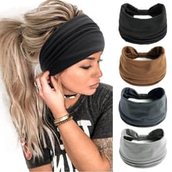 boho cotton wide headbands for women – non-slip yoga & sport hair wrap