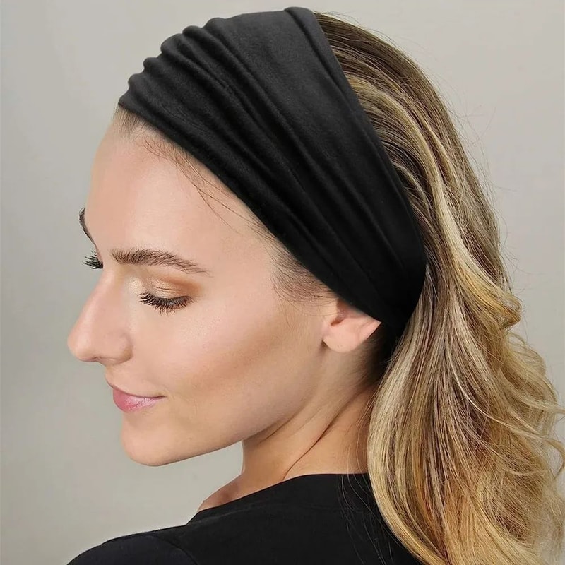 Boho Cotton Wide Headbands For Women NonSlip Yoga Sport Hair Wrap 5