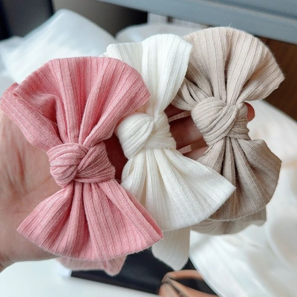 SoftStretch Baby Girl Bow Headbands 3Pack Newborn Turban Hair Wrap Set 3