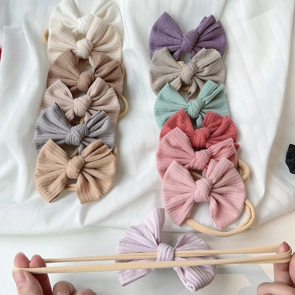 SoftStretch Baby Girl Bow Headbands 3Pack Newborn Turban Hair Wrap Set 4