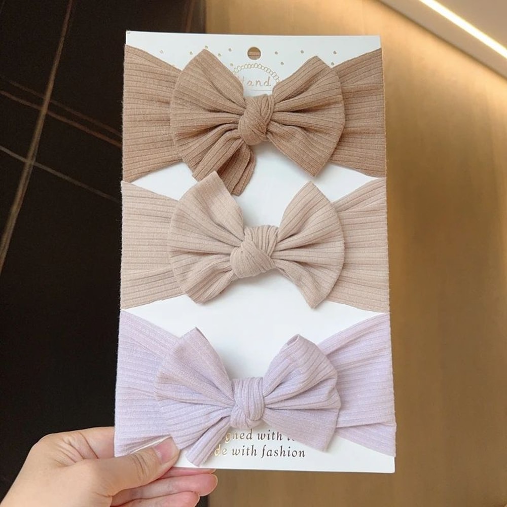 SoftStretch Baby Girl Bow Headbands 3Pack Newborn Turban Hair Wrap Set 9