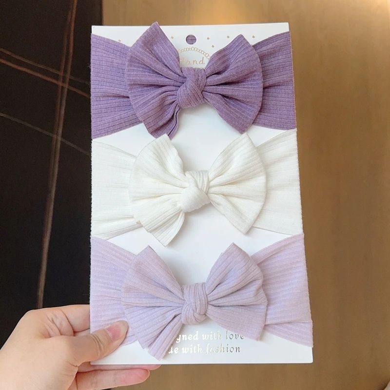 SoftStretch Baby Girl Bow Headbands 3Pack Newborn Turban Hair Wrap Set 12
