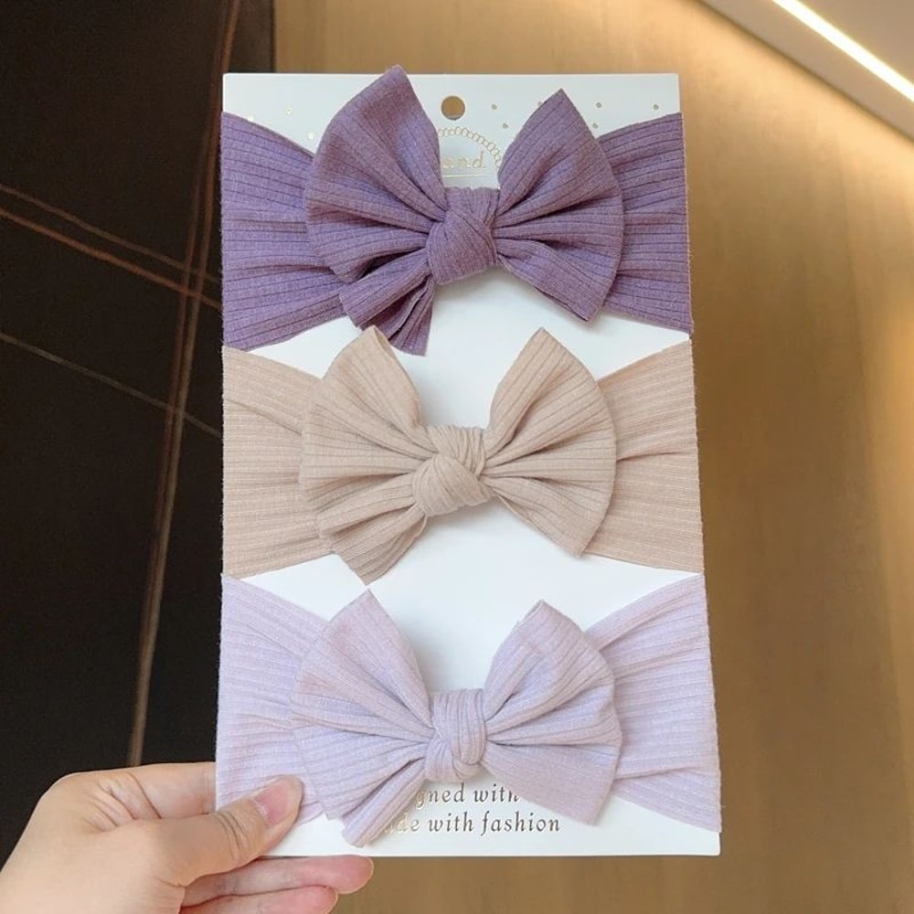 SoftStretch Baby Girl Bow Headbands 3Pack Newborn Turban Hair Wrap Set 13