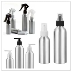 refillable aluminum spray bottle with fine mist sprayer & lotion pump – travel size 1oz–8oz