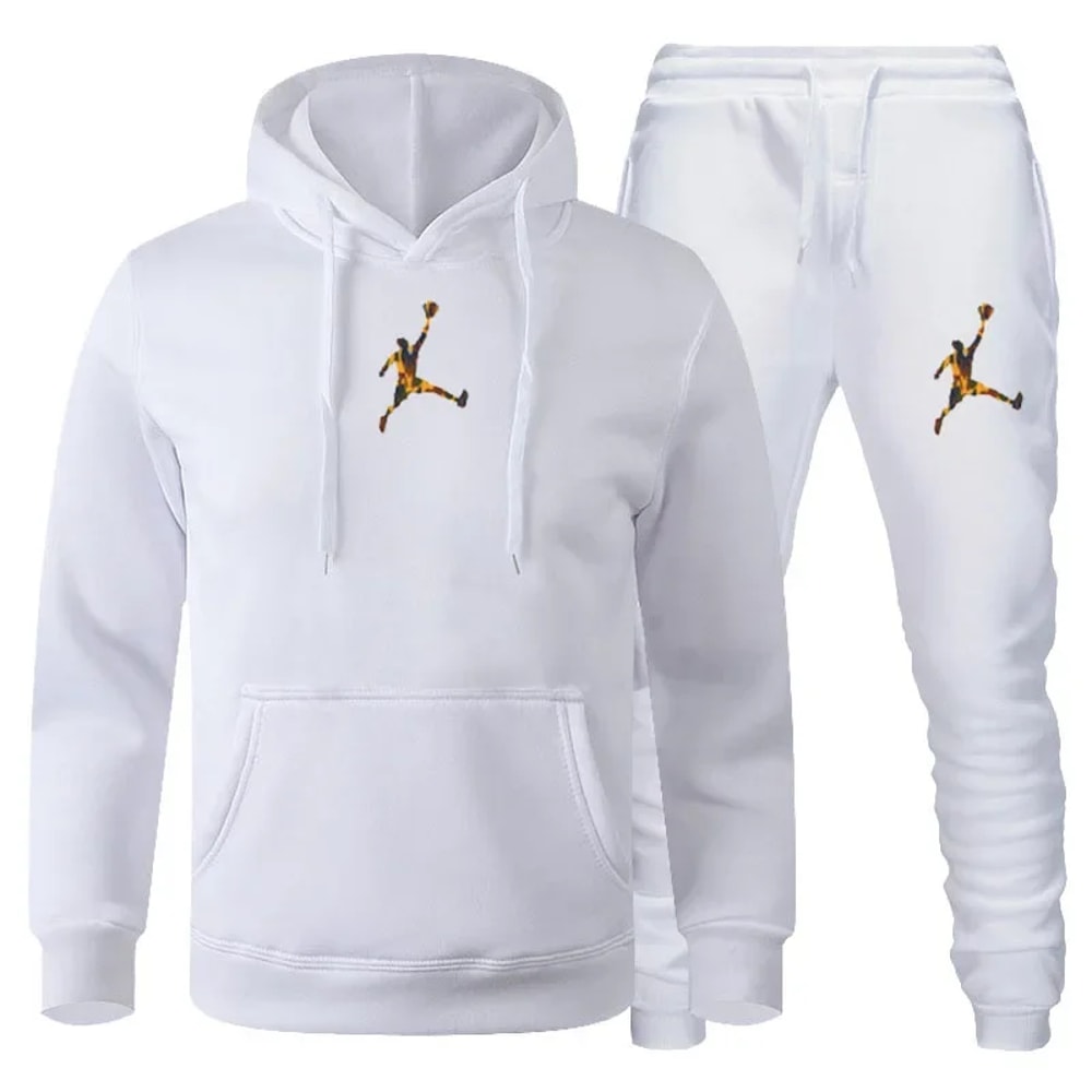Men Autumn Winter Jogging Set Warm Sweatshirt Pants Sportswear 0