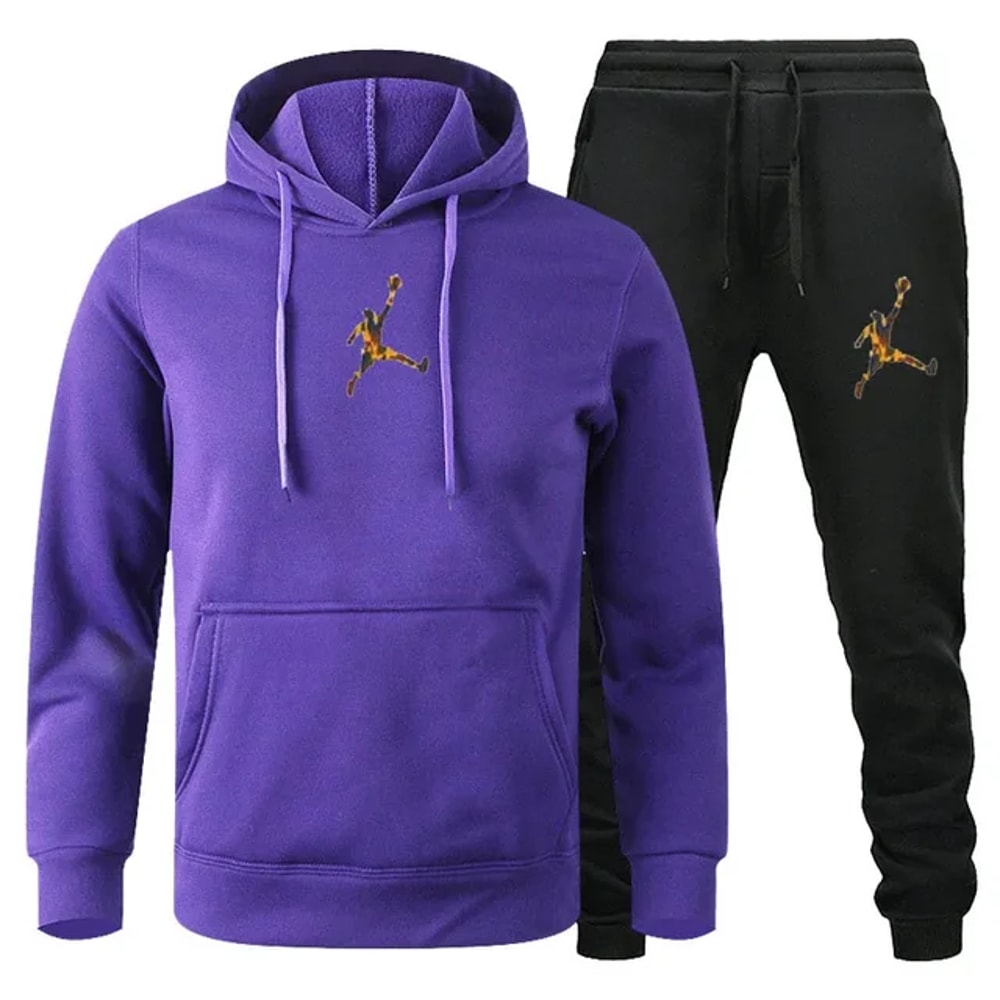Men Autumn Winter Jogging Set Warm Sweatshirt Pants Sportswear 33