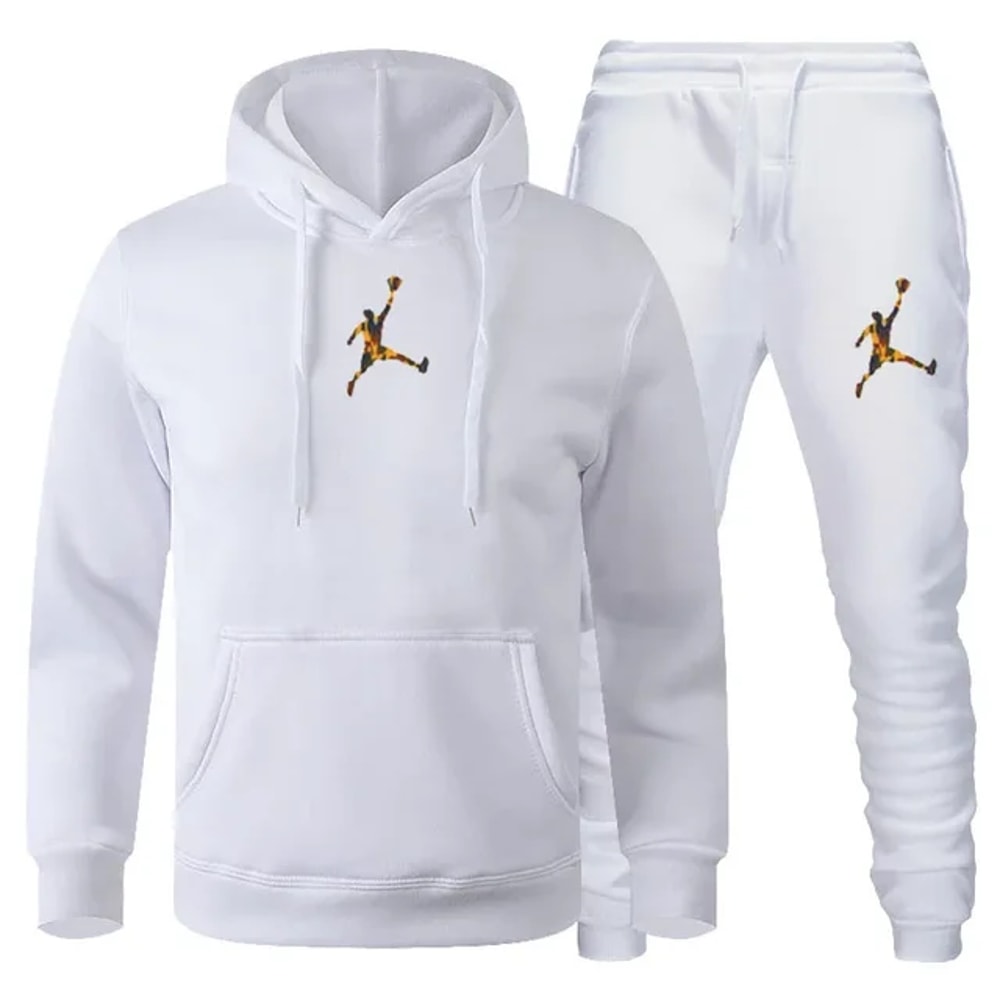 Men Autumn Winter Jogging Set Warm Sweatshirt Pants Sportswear 9