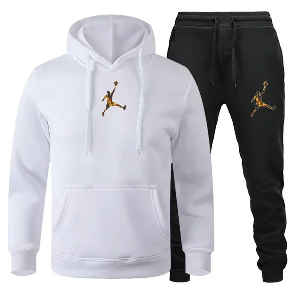 Men Autumn Winter Jogging Set Warm Sweatshirt Pants Sportswear 11