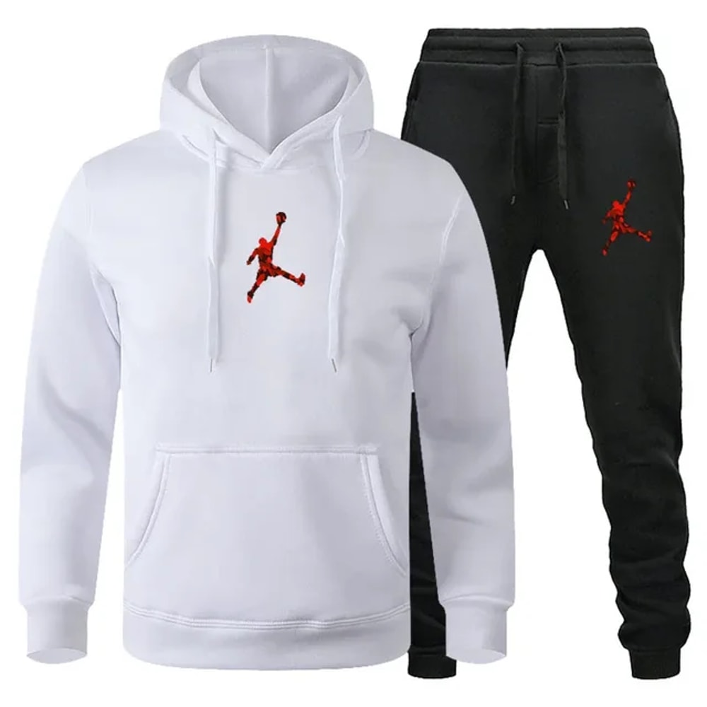 Men Autumn Winter Jogging Set Warm Sweatshirt Pants Sportswear 12