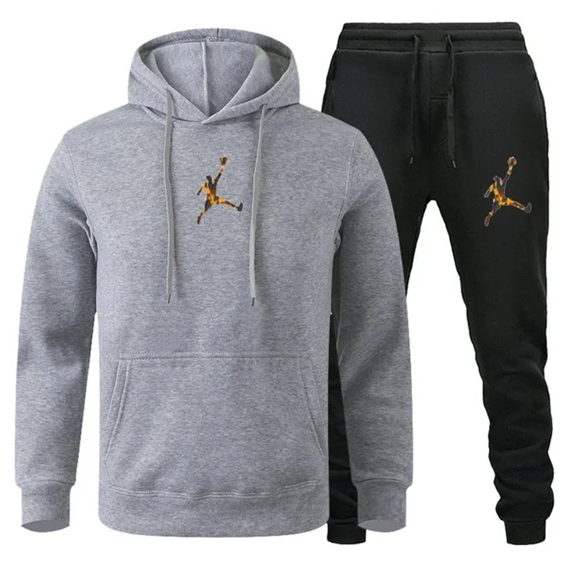 Men Autumn Winter Jogging Set Warm Sweatshirt Pants Sportswear 10