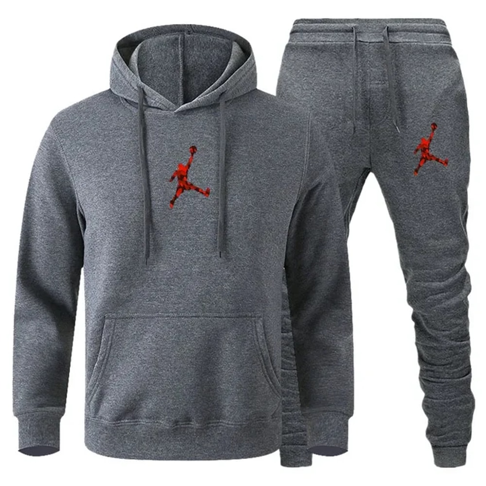 Men Autumn Winter Jogging Set Warm Sweatshirt Pants Sportswear 22