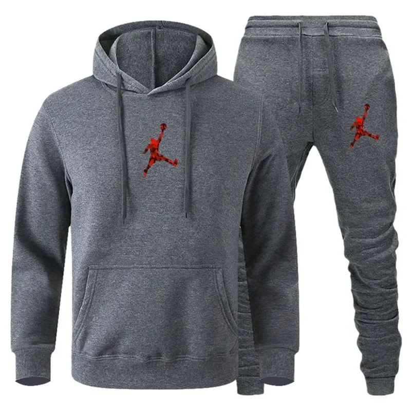 Men Autumn Winter Jogging Set Warm Sweatshirt Pants Sportswear 22