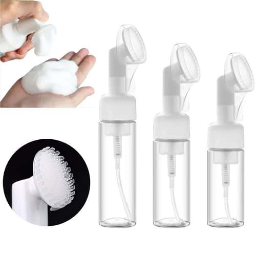 Silicone Brush Foaming Cleanser Bottle – 100ml Refillable Foam Pump Dispenser