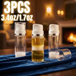 3-pack airless pump bottles for travel – refillable cosmetic & lotion dispensers