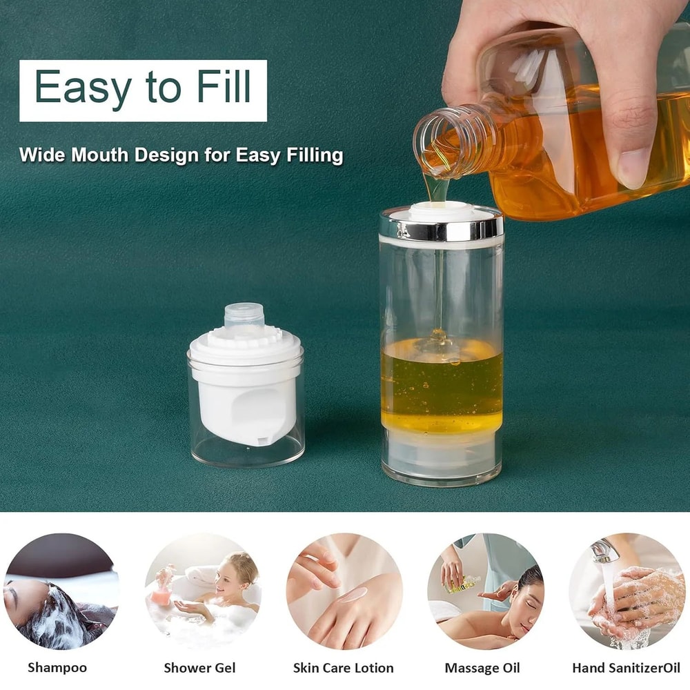 3Pack Airless Pump Bottles For Travel Refillable Cosmetic Lotion Dispensers 4