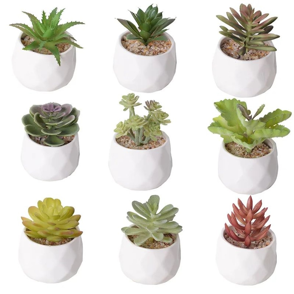 Mini Lifelike Artificial Succulent Plants Modern Faux Cactus Decor For Home Office 3